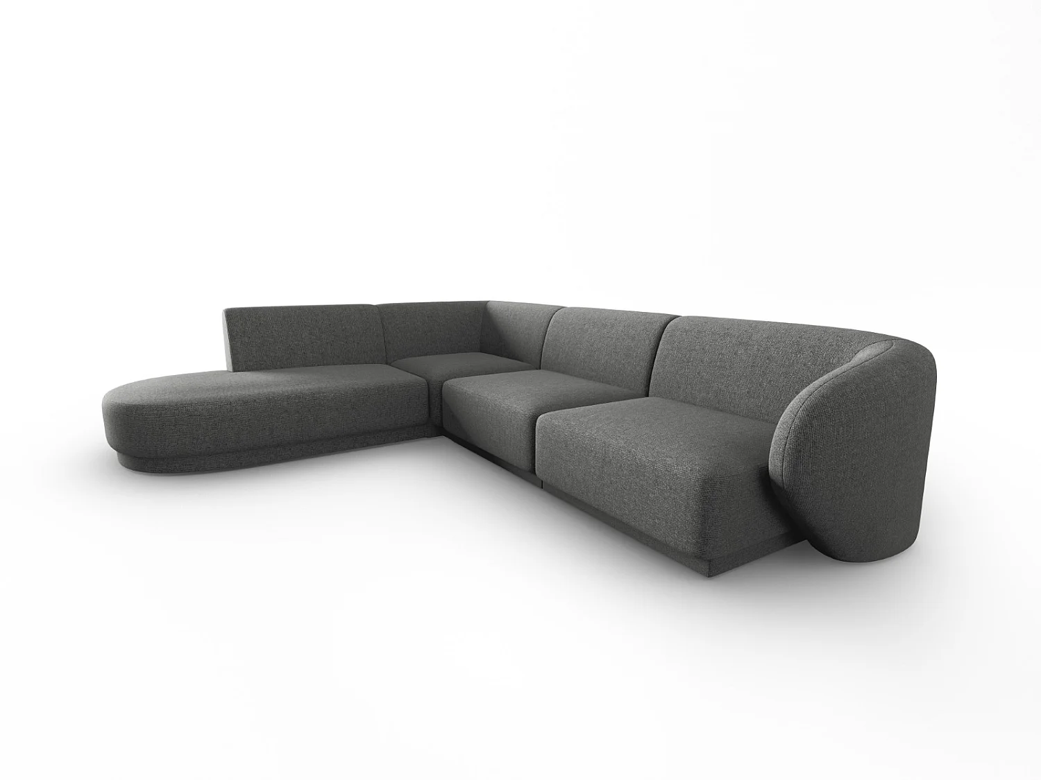 CXL by Christian Lacroix - Canapé d'angle gauche "Lionel" 5 places en chenille gris foncé mélange - 265x232x74cm