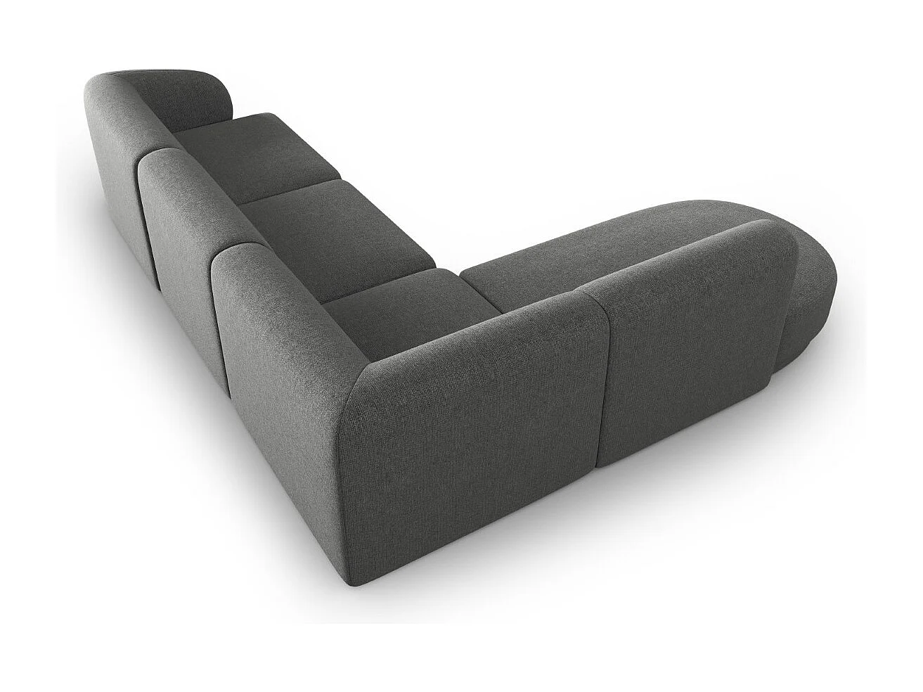 CXL by Christian Lacroix - Canapé d'angle gauche "Lionel" 5 places en chenille gris foncé mélange - 265x232x74cm