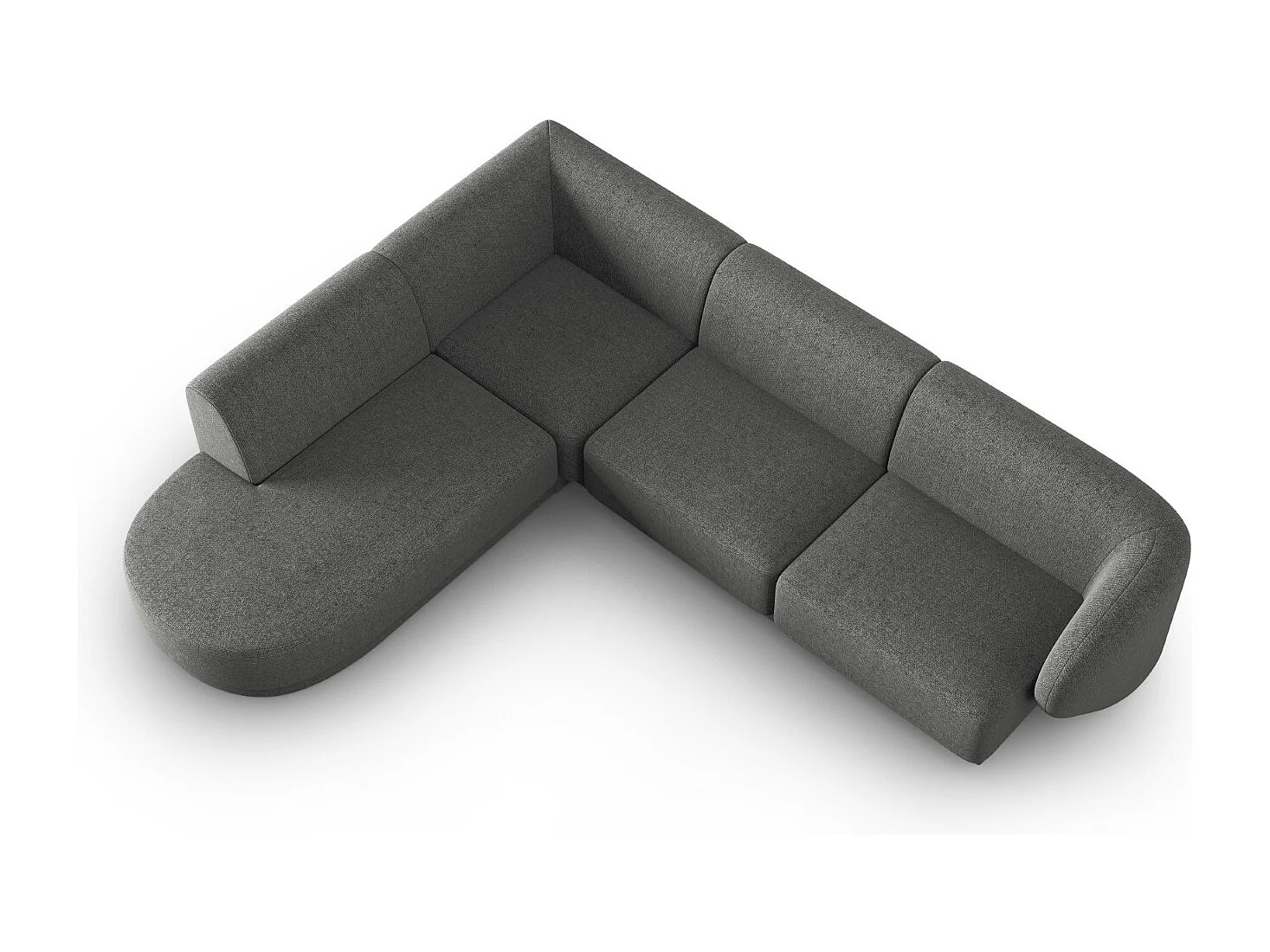 CXL by Christian Lacroix - Canapé d'angle gauche "Lionel" 5 places en chenille gris foncé mélange - 265x232x74cm