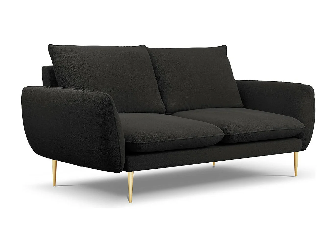 Cosmopolitan Design - Sofá "Vienna" 2 lugares em tecido bouclé preto - 160x92x95cm