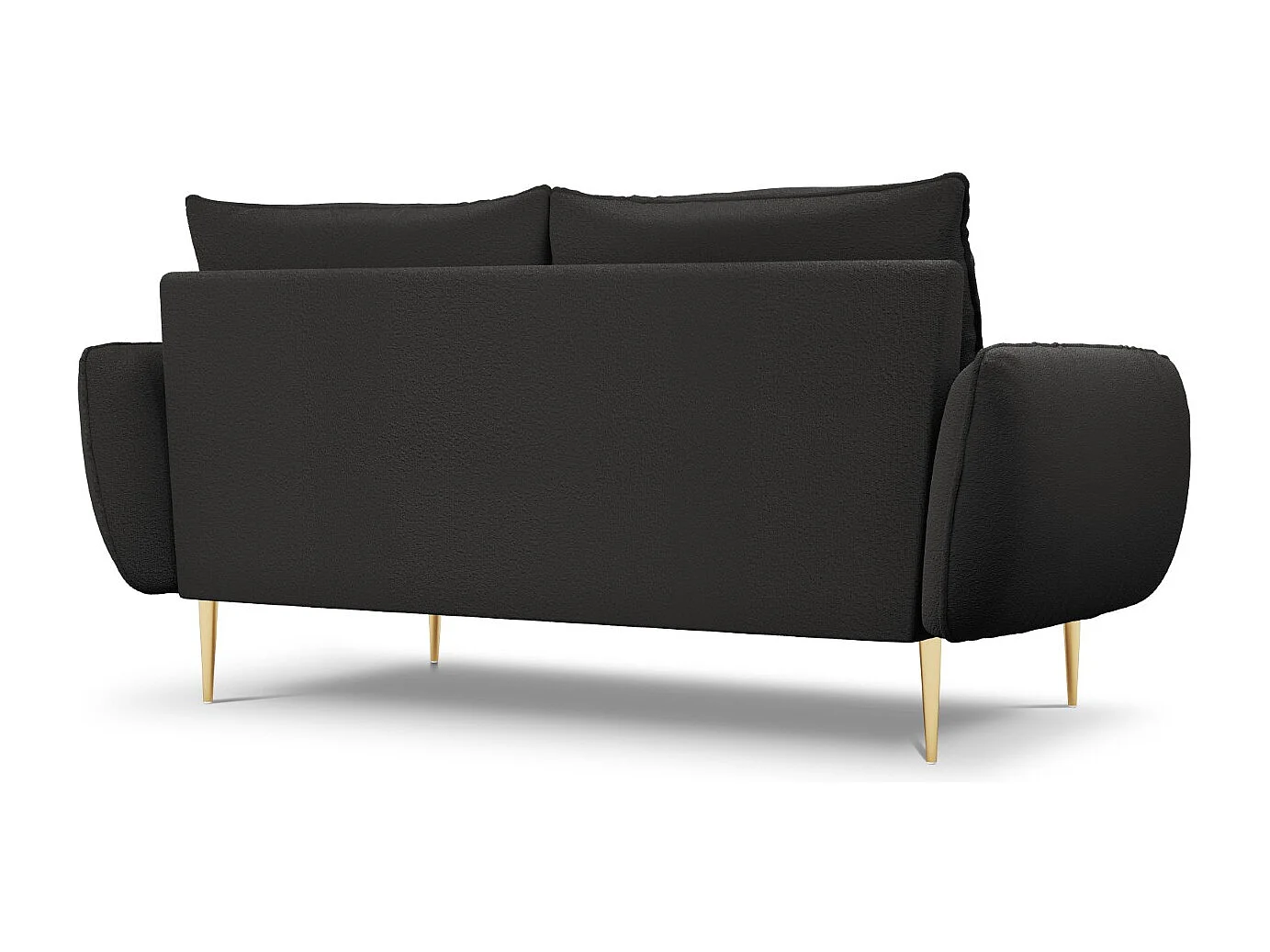 Cosmopolitan Design - Sofá "Vienna" 2 lugares em tecido bouclé preto - 160x92x95cm