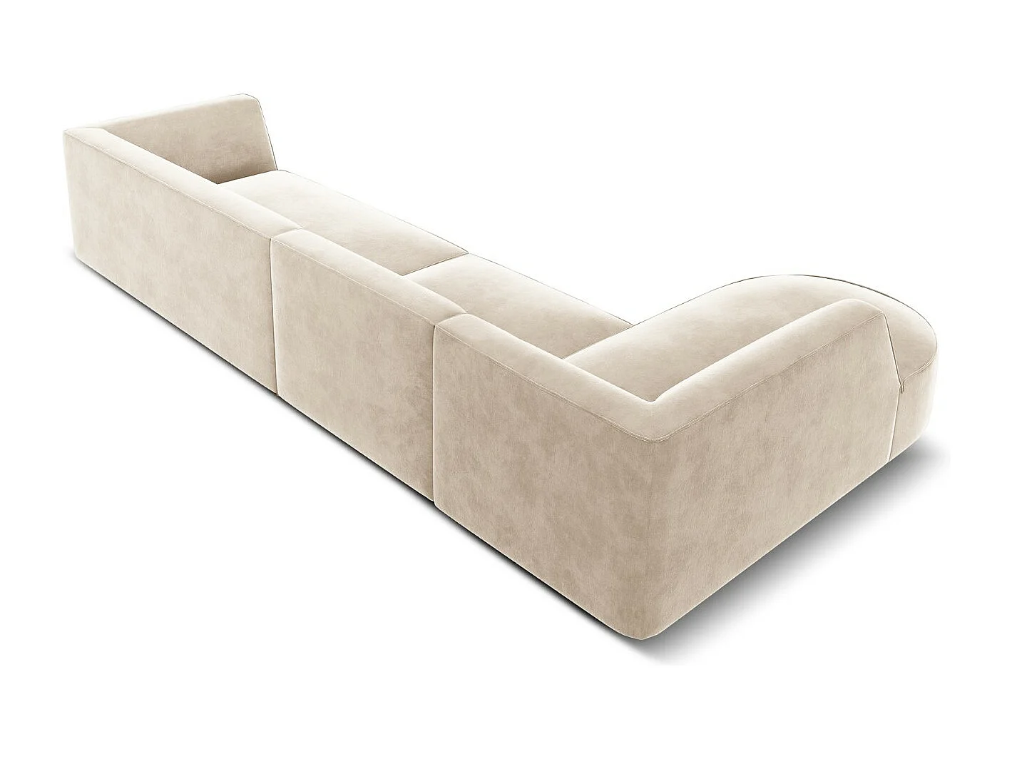 CXL by Christian Lacroix - Sofá esquinero izquierdo "Charles" 5 plazas de terciopelo beige claro - 366x180x69cm