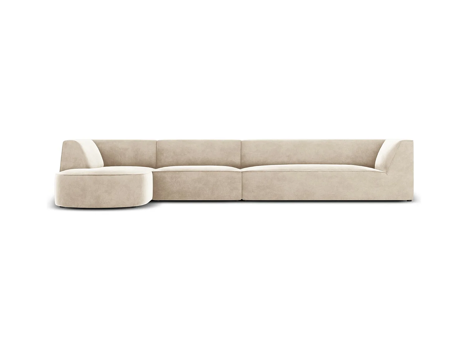 CXL by Christian Lacroix - Canapé d'angle gauche "Charles" 5 places en velours beige clair - 366x180x69cm