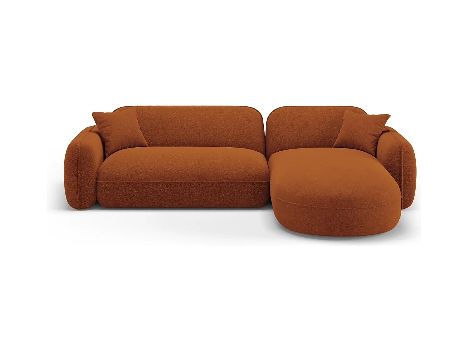 CXL by Christian Lacroix - Canapé d'angle droit modulable "Lucien" 4 places en velours terracotta - 275x165x70cm