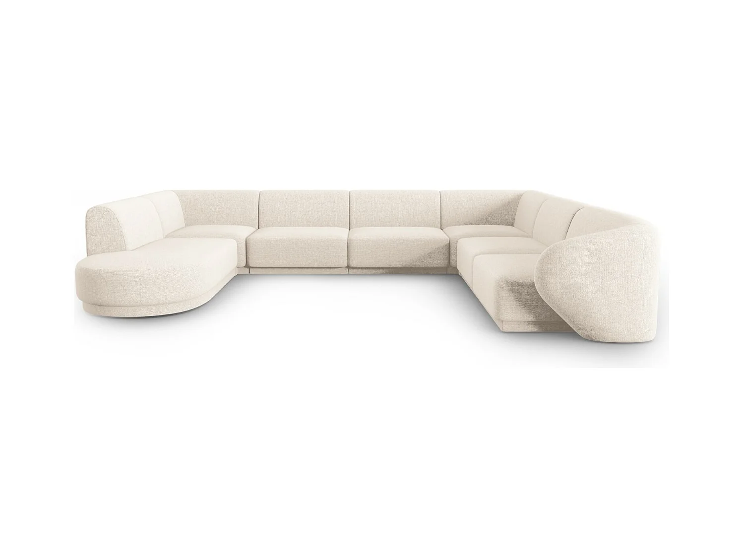 CXL by Christian Lacroix - Modulaire panoramische hoekbank rechts "Lionel" 8 zitplaatsen, Chenille, Lichtbeige gemêleerd - 342x323x74cm