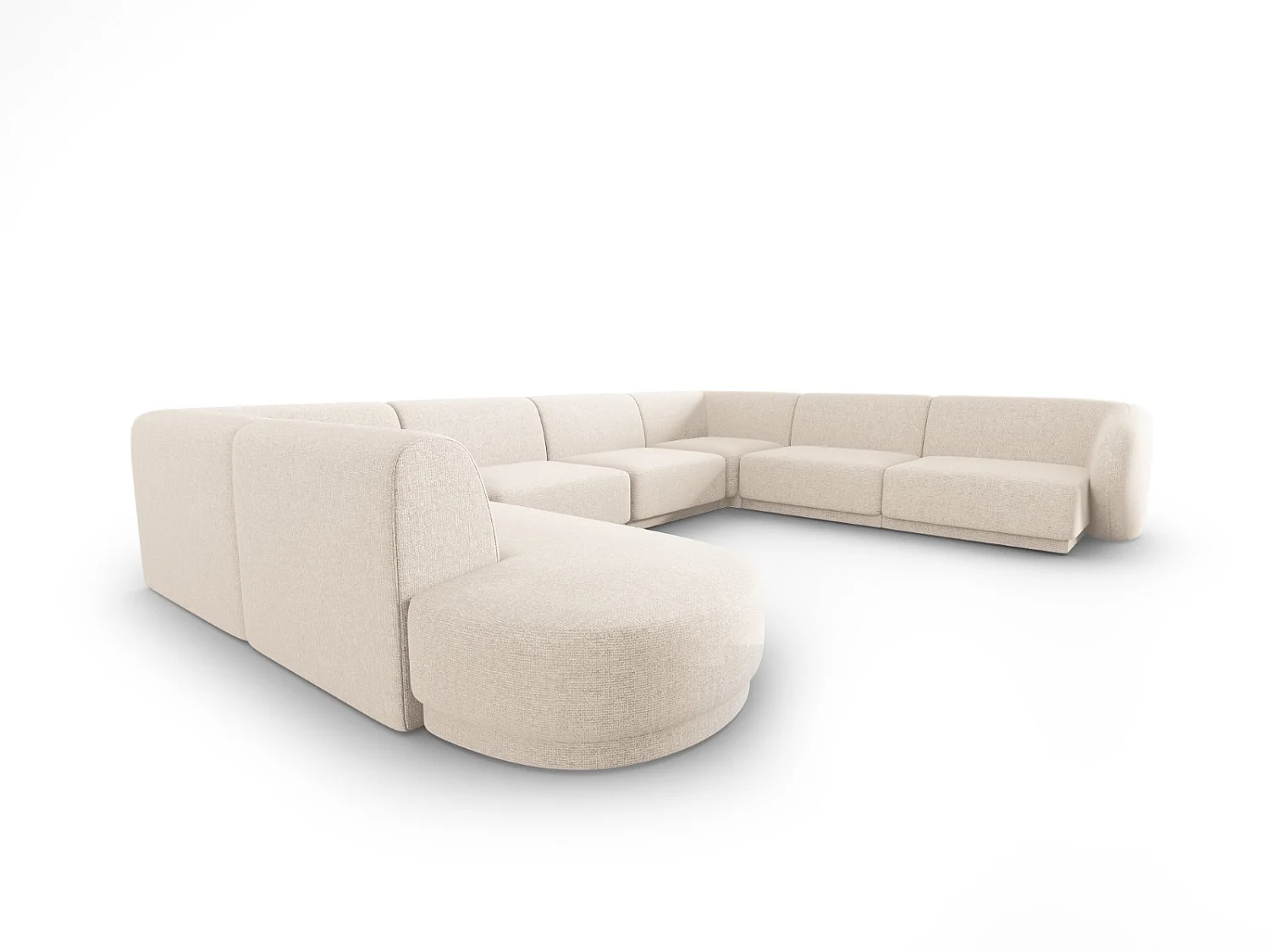 CXL by Christian Lacroix - Modulaire panoramische hoekbank rechts "Lionel" 8 zitplaatsen, Chenille, Lichtbeige gemêleerd - 342x323x74cm