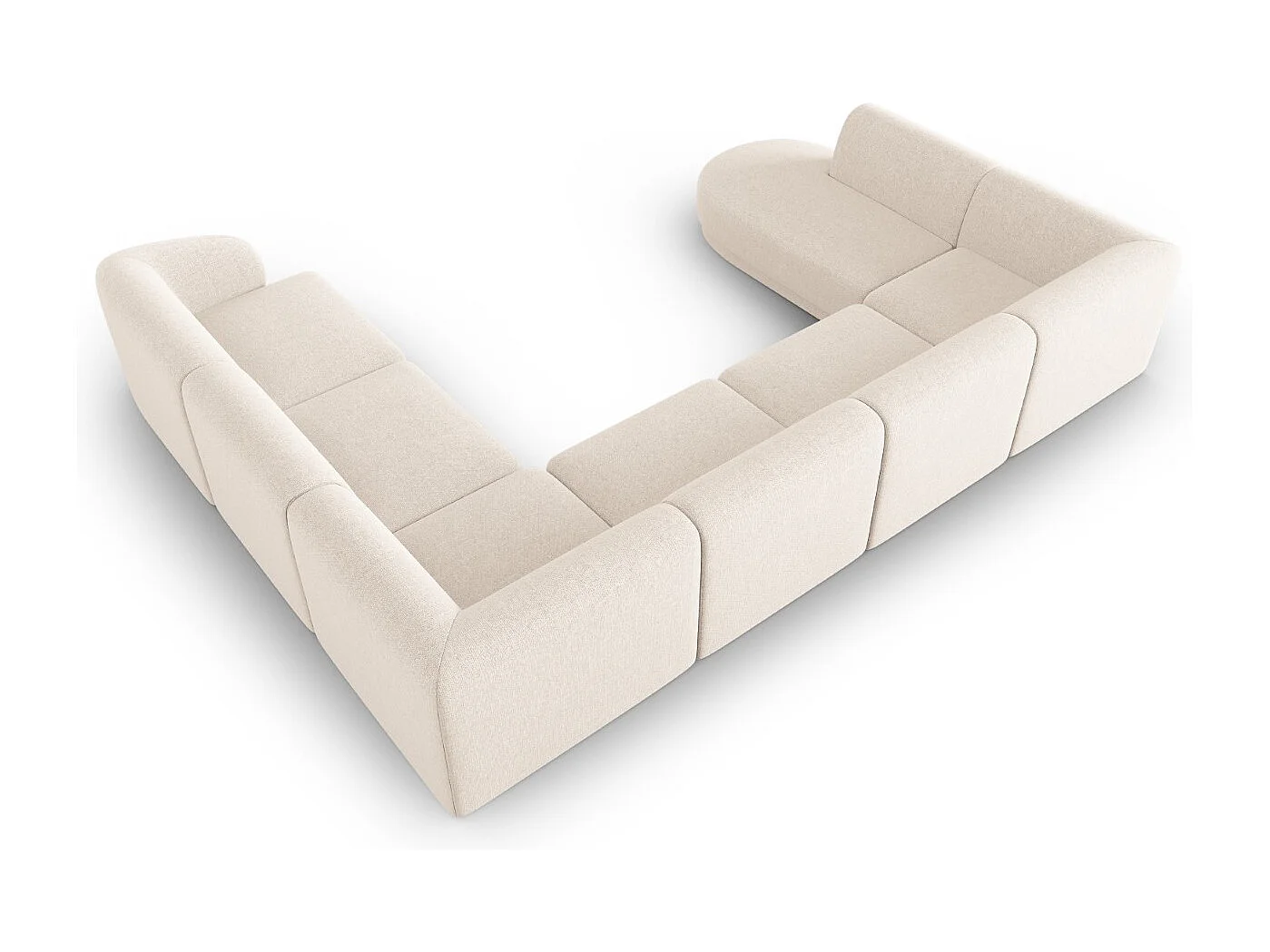 CXL by Christian Lacroix - Modulaire panoramische hoekbank rechts "Lionel" 8 zitplaatsen, Chenille, Lichtbeige gemêleerd - 342x323x74cm