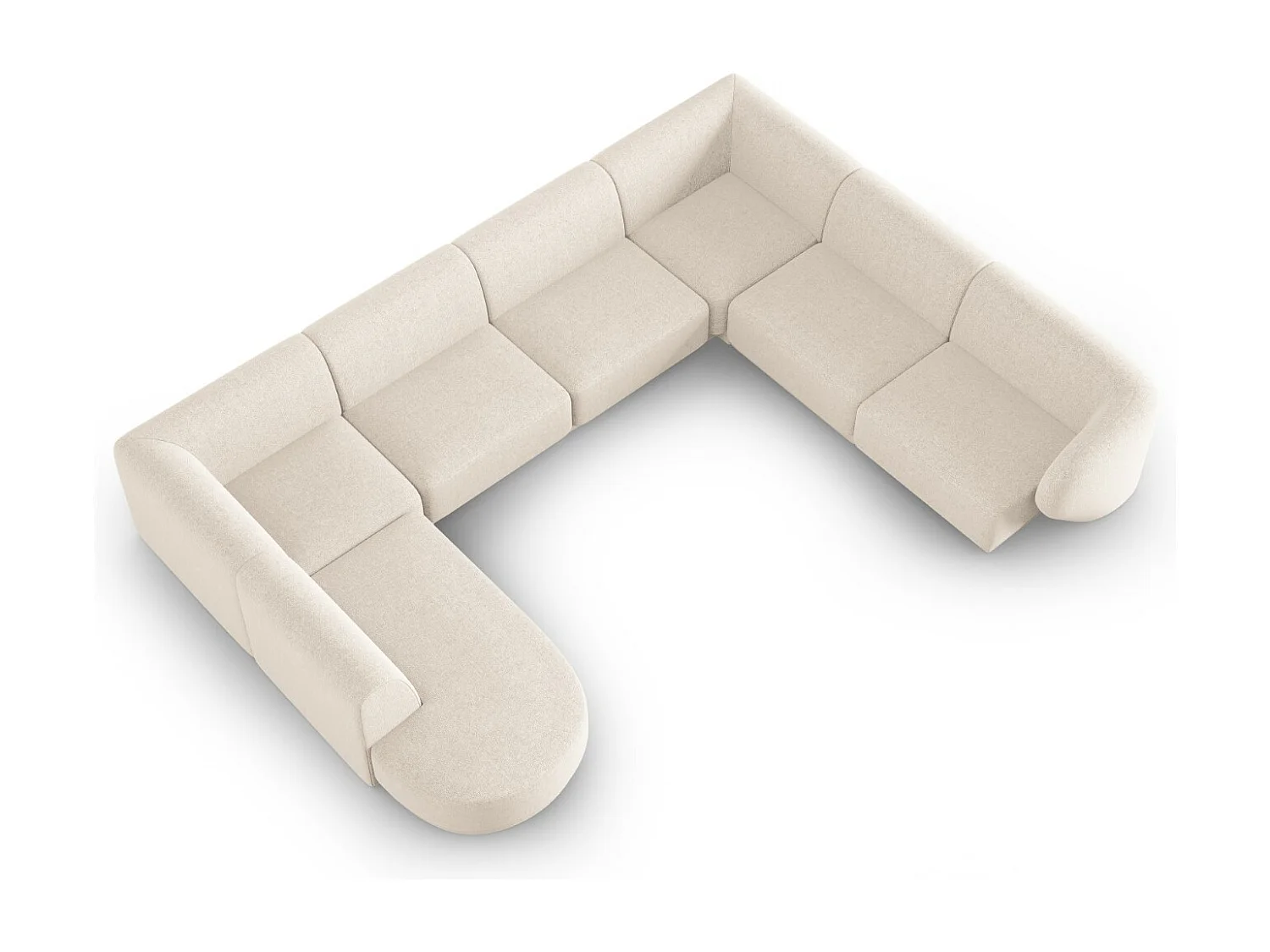 CXL by Christian Lacroix - Modulaire panoramische hoekbank rechts "Lionel" 8 zitplaatsen, Chenille, Lichtbeige gemêleerd - 342x323x74cm