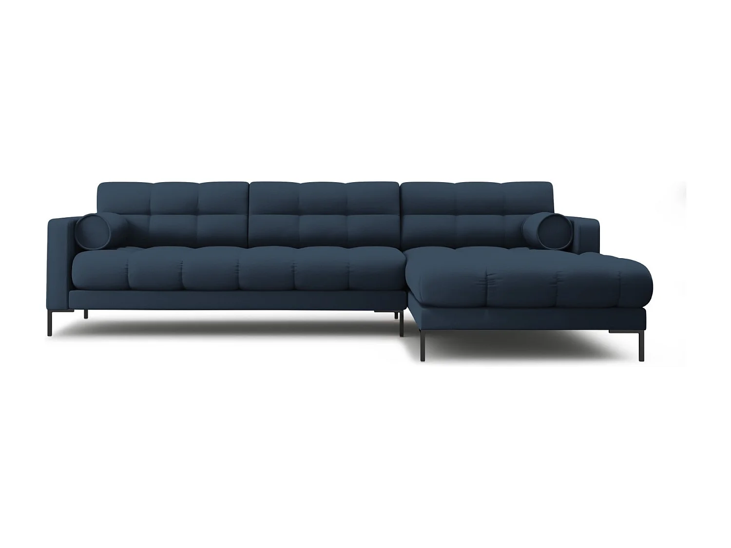 Cosmopolitan Design - 5-Sitzer Ecksofa rechts "Bali" aus strukturiertem Stoff blau - 293x185x75cm
