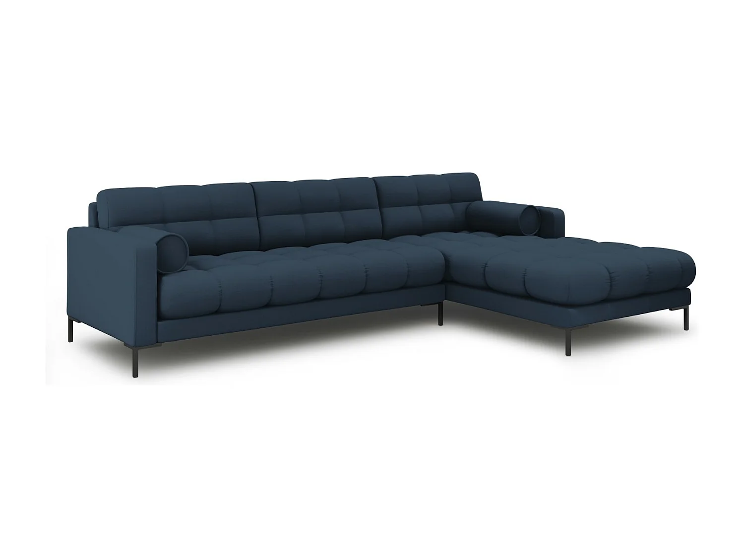 Cosmopolitan Design - 5-Sitzer Ecksofa rechts "Bali" aus strukturiertem Stoff blau - 293x185x75cm