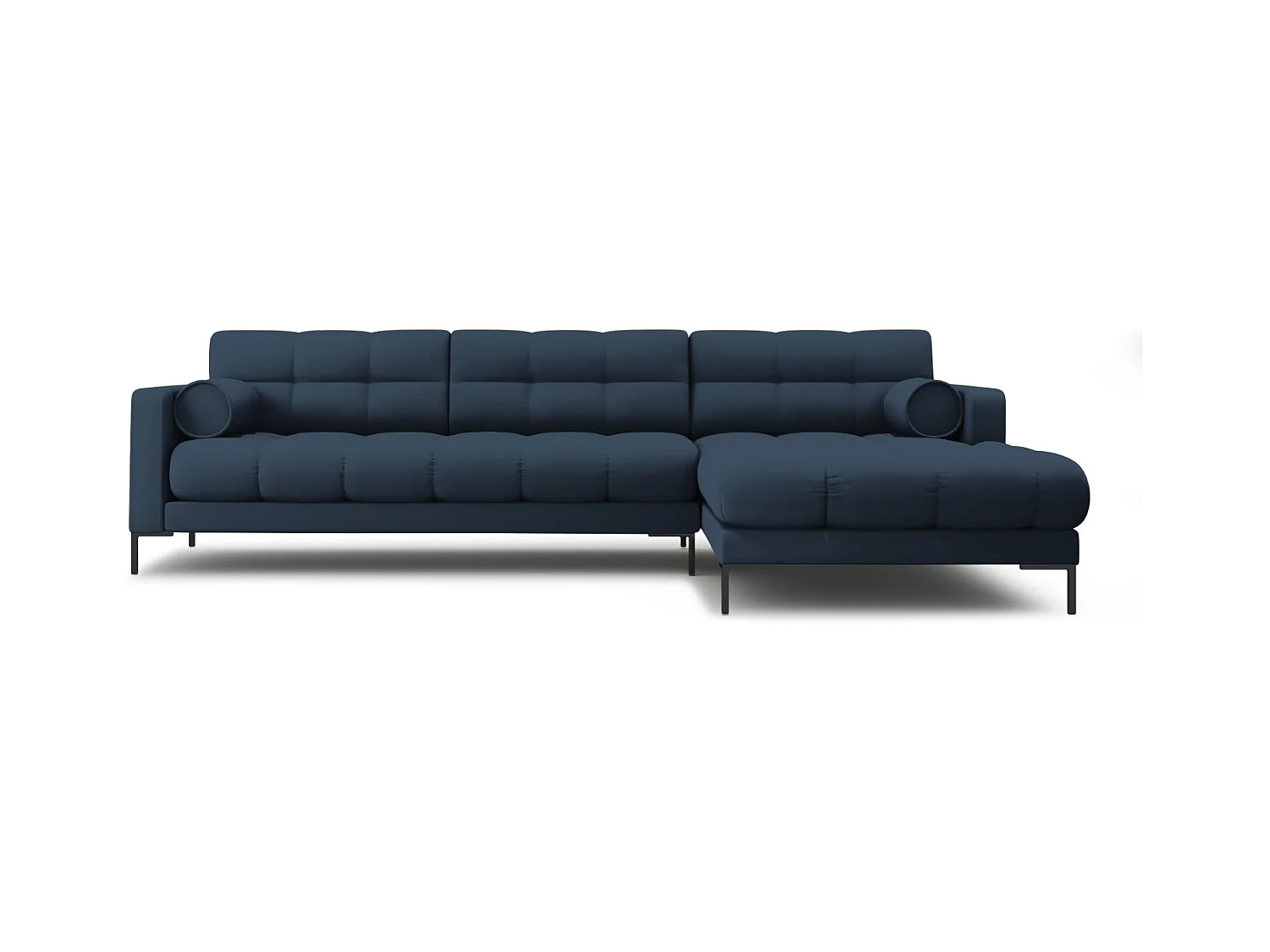 Cosmopolitan Design - Rechter hoekbank "Bali" 5 zitplaatsen, Structurele stof, Blauw - 293x185x75cm