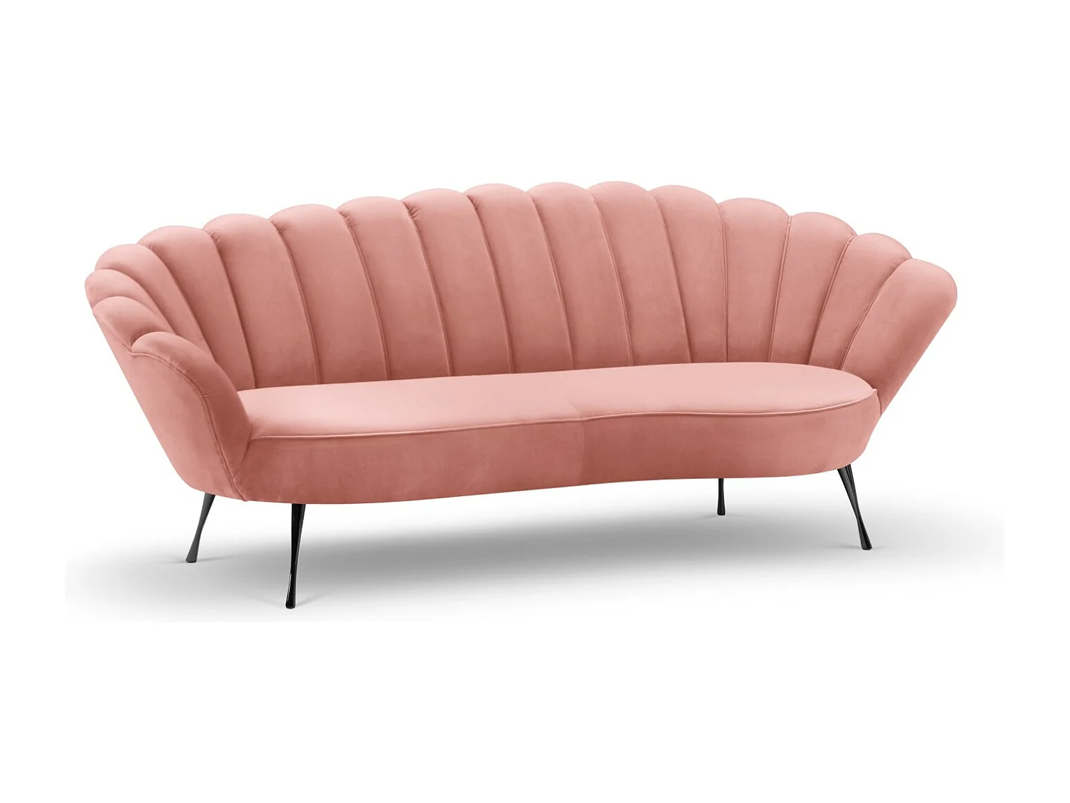 Cosmopolitan Design - Canapé "Kingston" 3 places en velours rose - 224x95x85cm