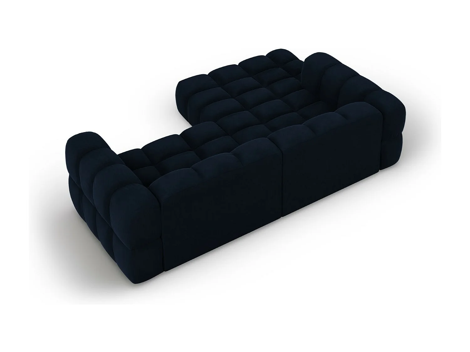 Cosmopolitan Design - Sofá modular de canto esquerdo "Sky" 3 lugares em veludo azul real - 244x162x75cm