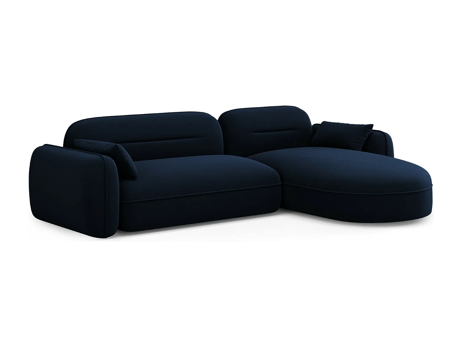 Cosmopolitan Design - 4-Sitzer modulares Ecksofa rechts "Sydney" aus Samt königsblau - 275x165x70cm