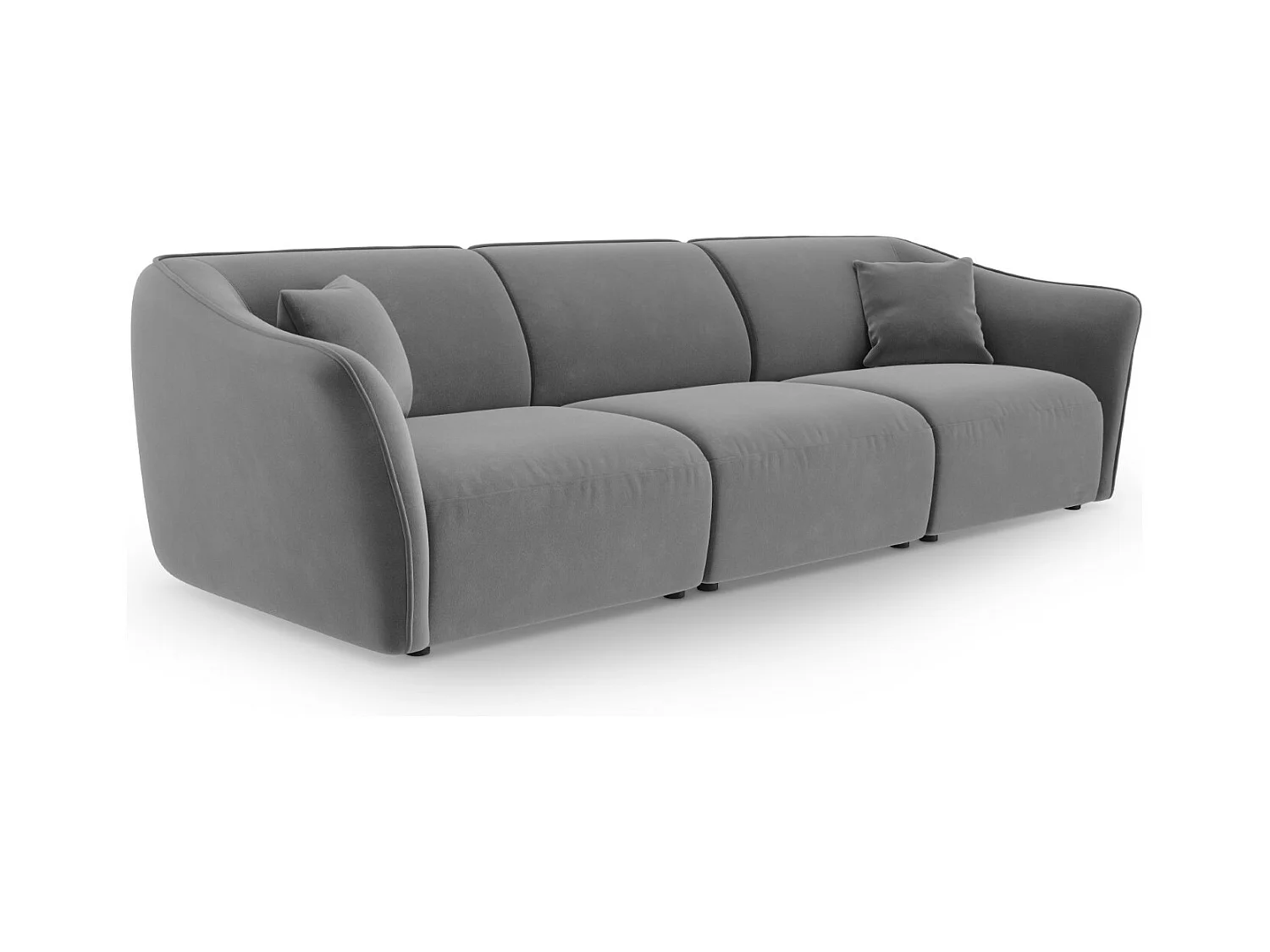 Cosmopolitan Design - Divano modulare "Tokyo" 5 posti in velluto grigio chiaro - 292x102x79cm