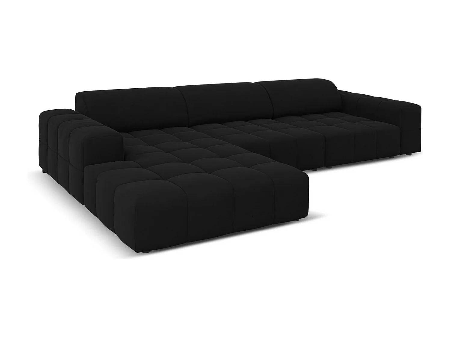 CXL by Christian Lacroix - Linker hoekbank "Luc" 4 zitplaatsen, Flueel, Zwart - 284x166x70cm