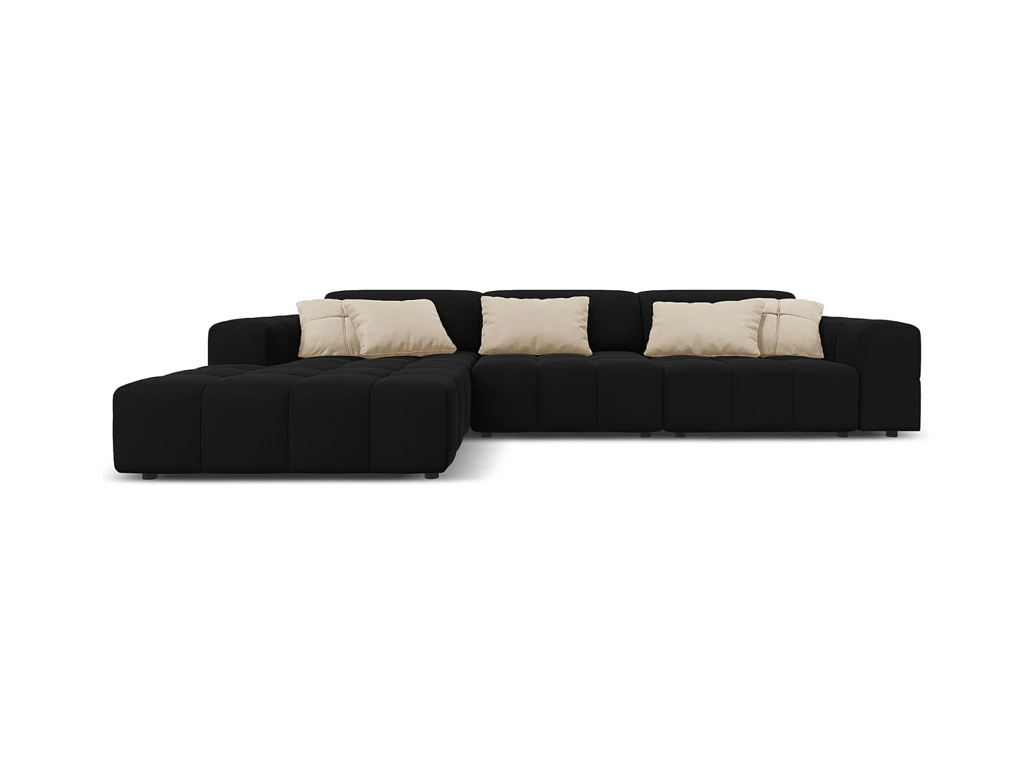 CXL by Christian Lacroix - Linker hoekbank "Luc" 4 zitplaatsen, Flueel, Zwart - 284x166x70cm
