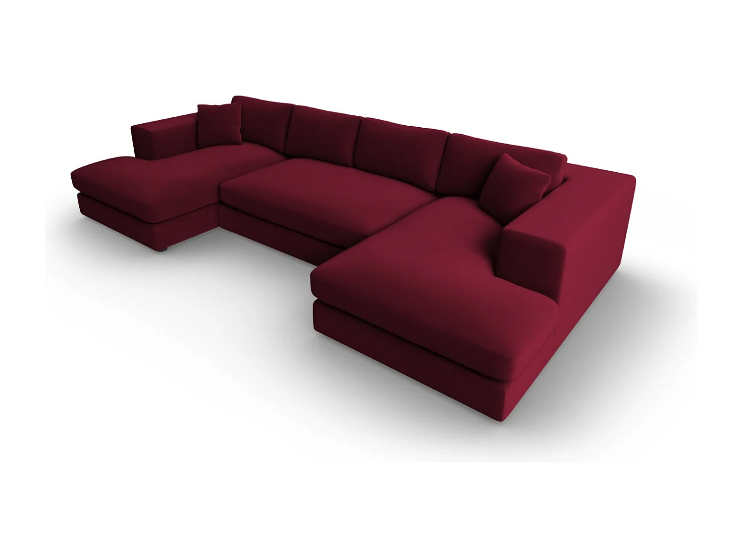 CXL by Christian Lacroix - Canapé panoramique "Tendance" 5 places en velours rouge - 344x170x72cm