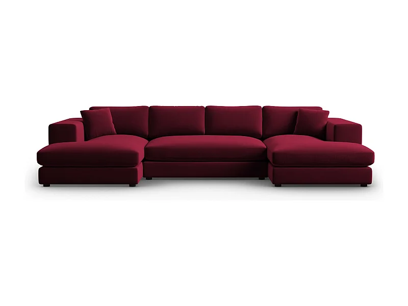 CXL by Christian Lacroix - Sofá panorâmico "Tendance" 5 lugares em veludo vermelho - 344x170x72cm