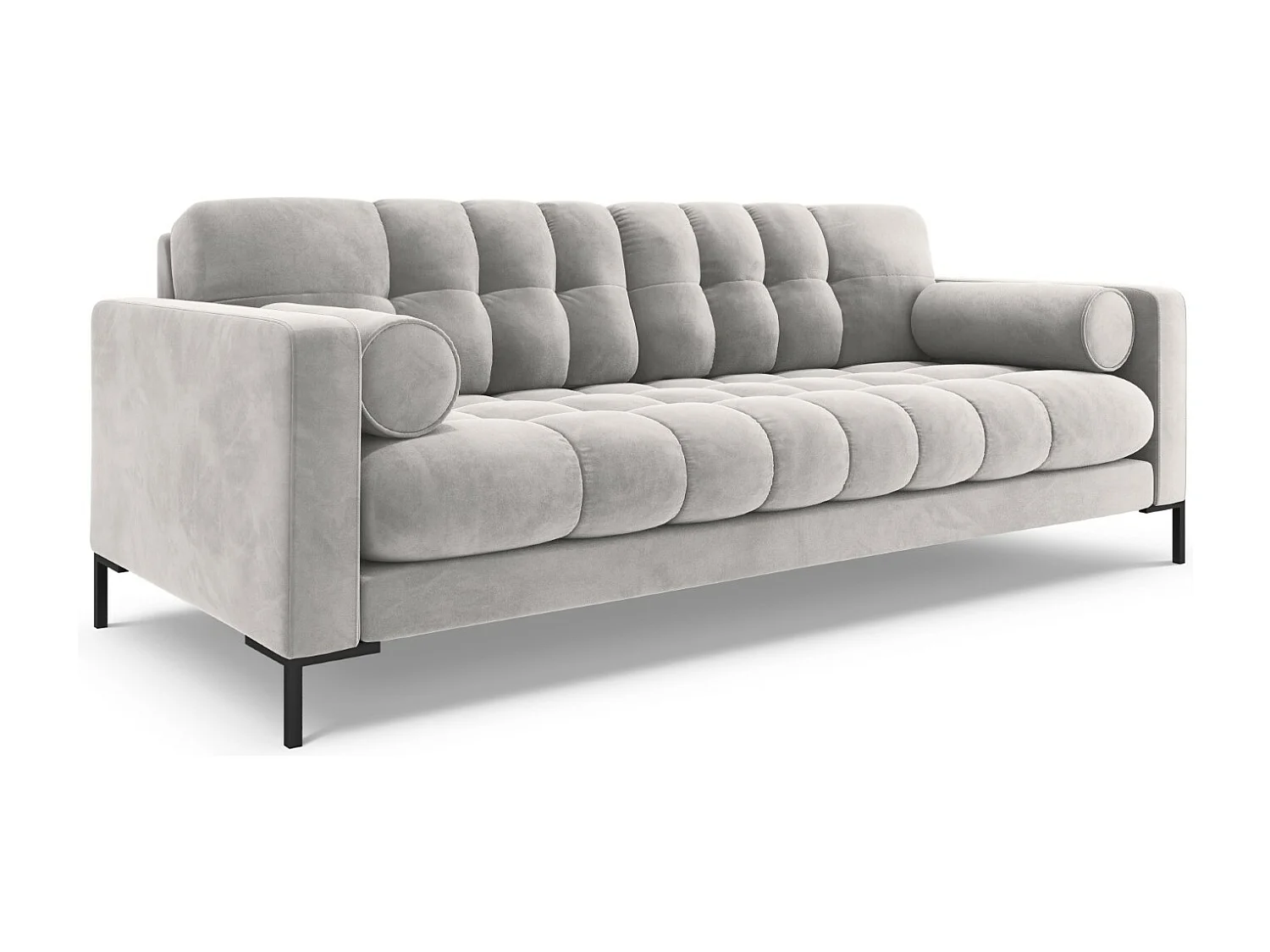Cosmopolitan Design - 3-Sitzer Sofa "Bali" aus Samt silber - 177x92x75cm