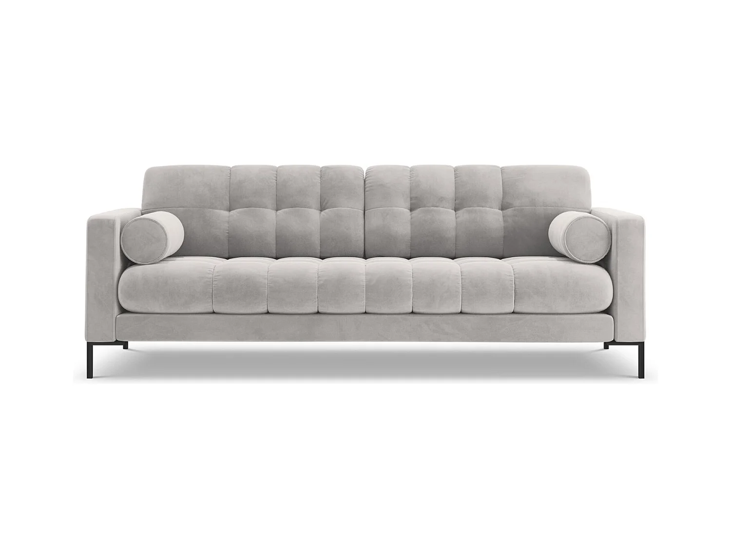 Cosmopolitan Design - Canapé "Bali" 3 places en velours argent - 177x92x75cm