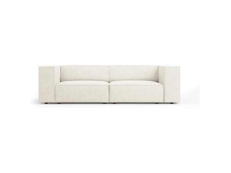 Cosmopolitan Design - 3-Sitzer Sofa "Arendal" aus Chenille-Stoff mit Rippeneffekt elfenbein - 204x102x70cm