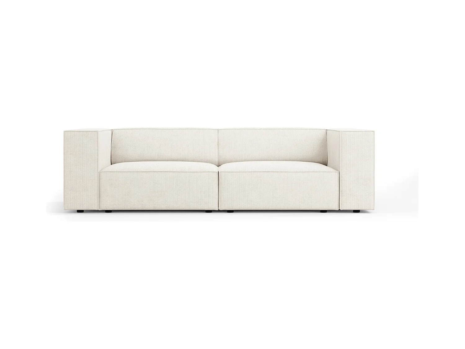 Cosmopolitan Design - Bank "Arendal" 3 zitplaatsen, Chenille met ribbeleffect, Ivoor - 204x102x70cm