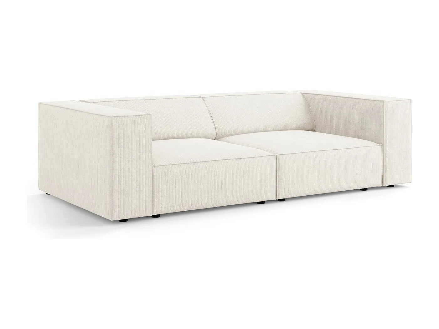 Cosmopolitan Design - Sofá "Arendal" 3 lugares em tecido chenille com efeito canelado marfim - 204x102x70cm