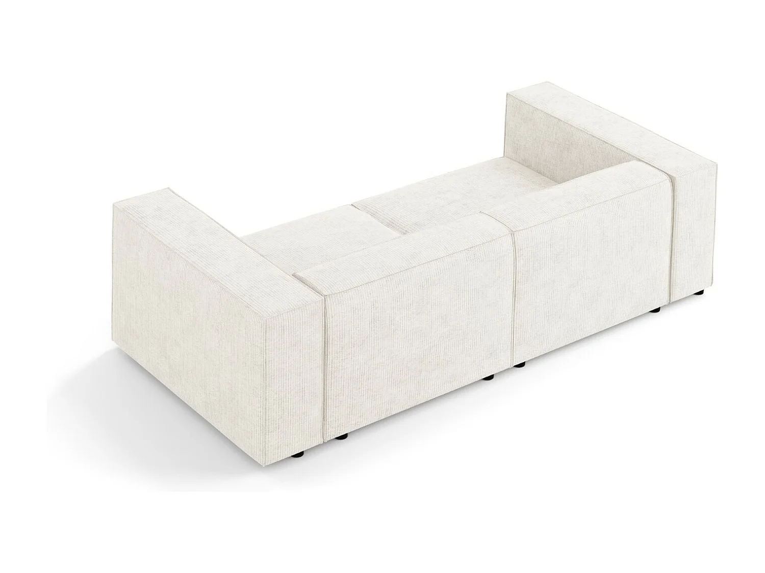 Cosmopolitan Design - Sofá "Arendal" 3 lugares em tecido chenille com efeito canelado marfim - 204x102x70cm