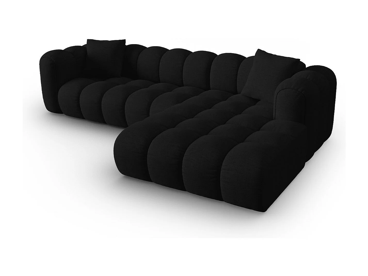 CXL by Christian Lacroix - Divano angolare modulare destro "Clotilde" 4 posti in tessuto strutturato nero - 306x190x70cm