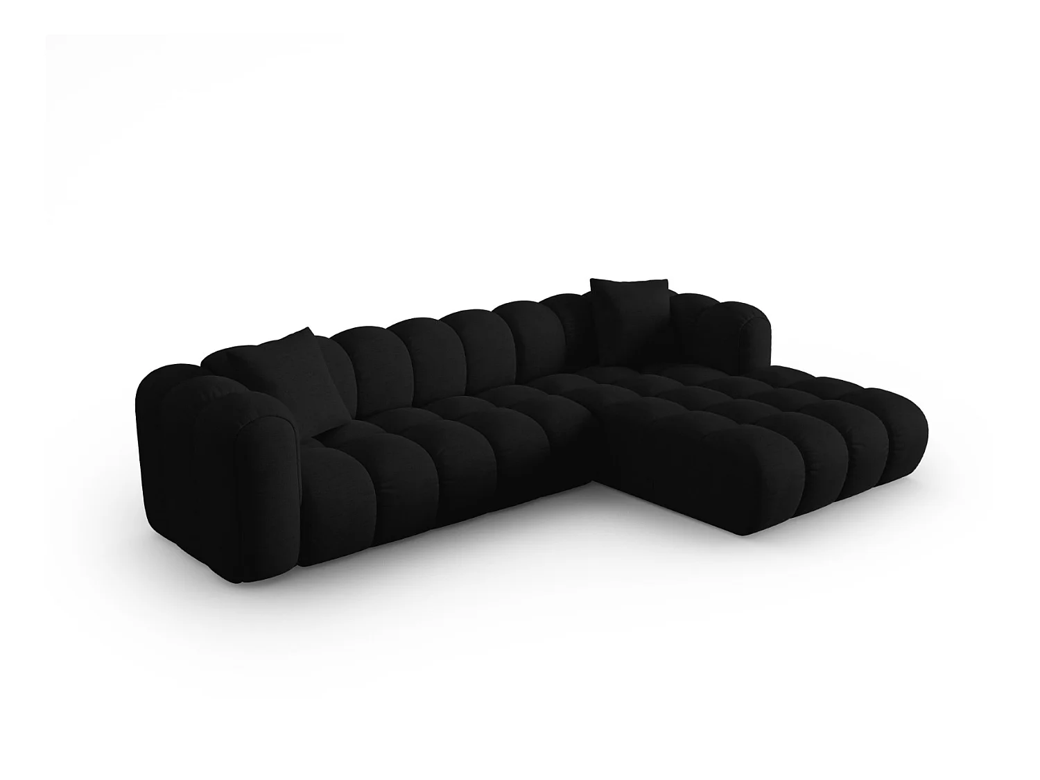 CXL by Christian Lacroix - Divano angolare modulare destro "Clotilde" 4 posti in tessuto strutturato nero - 306x190x70cm