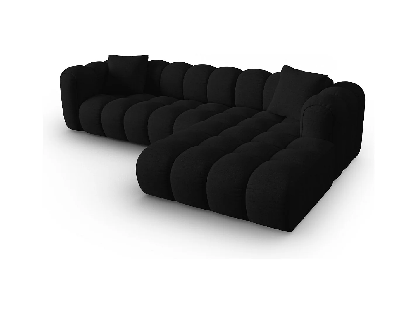 CXL by Christian Lacroix - Divano angolare modulare destro "Clotilde" 4 posti in tessuto strutturato nero - 306x190x70cm