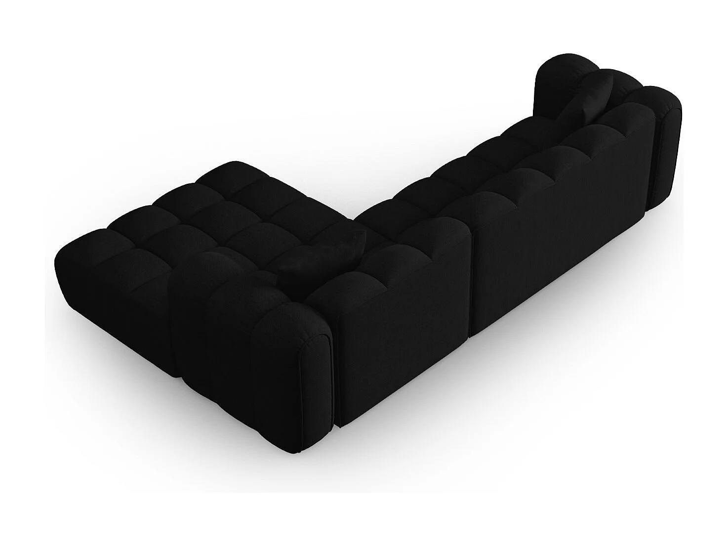 CXL by Christian Lacroix - Divano angolare modulare destro "Clotilde" 4 posti in tessuto strutturato nero - 306x190x70cm