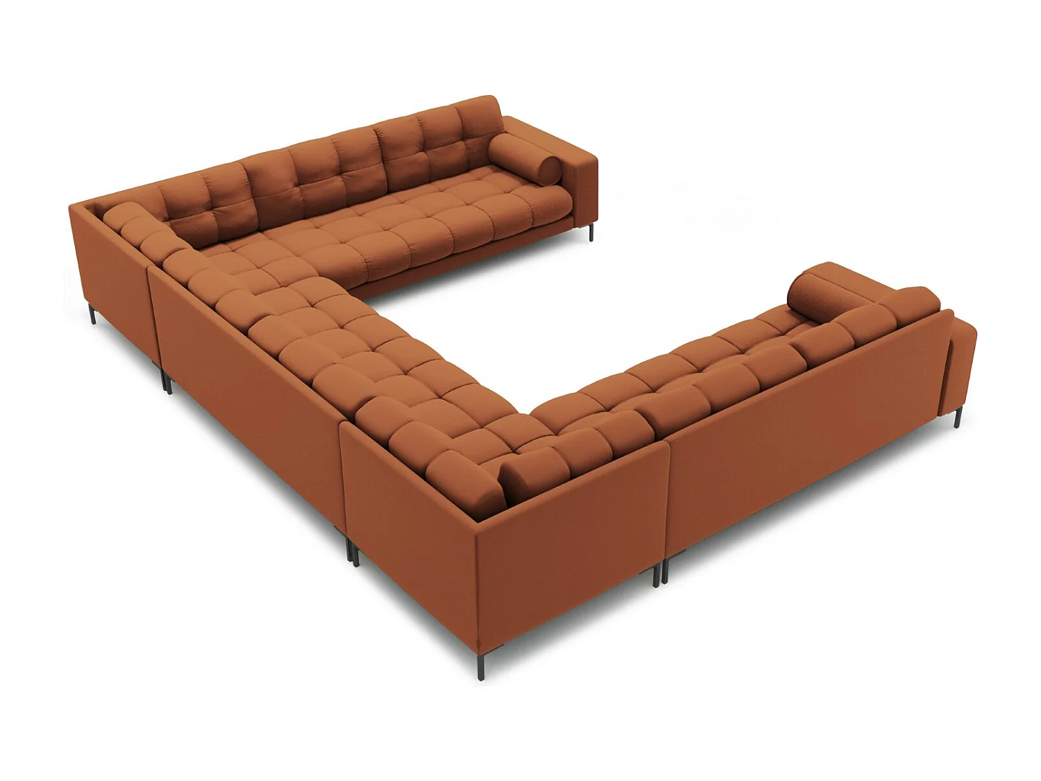 Cosmopolitan Design - Sofa panoramiczna, "Bali" 9 miejsc tkanina strukturalna, cegła - 327x256x75cm