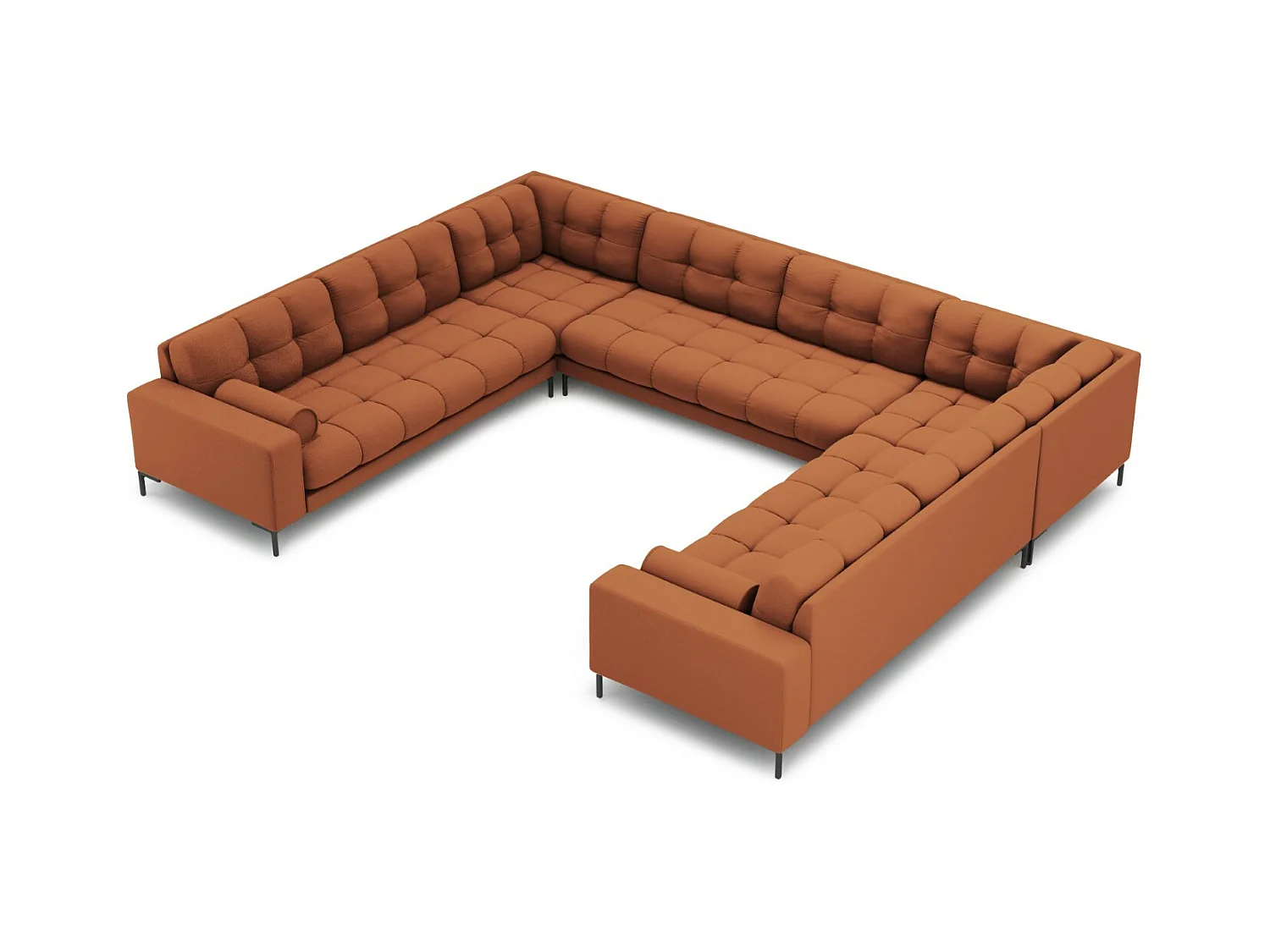 Cosmopolitan Design - Panoramische bank "Bali" 9 zitplaatsen, Structurele stof, Baksteen - 327x256x75cm