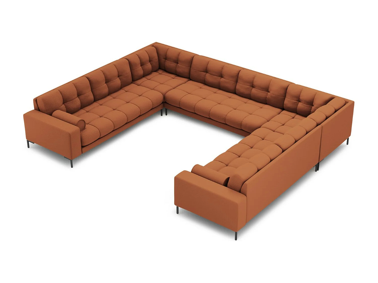 Cosmopolitan Design - Sofá panorâmico "Bali" 9 lugares em tecido estrutural tijolo - 327x256x75cm