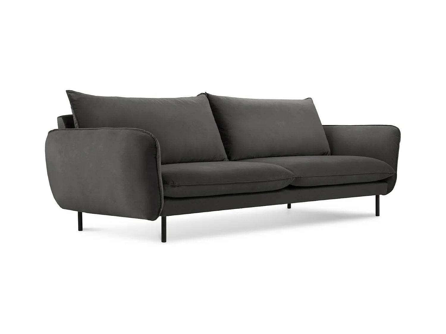 Cosmopolitan Design - Canapé "Vienna" 4 places en velours gris foncé - 230x92x95cm