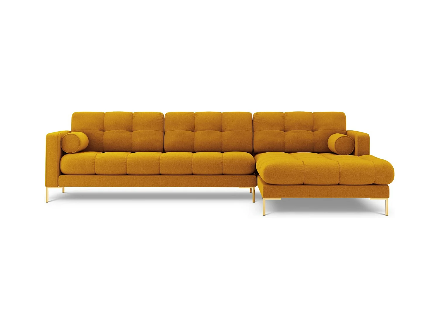 Cosmopolitan Design - Rechter hoekbank "Bali" 5 zitplaatsen, Structurele stof, GEEL - 293x185x75cm