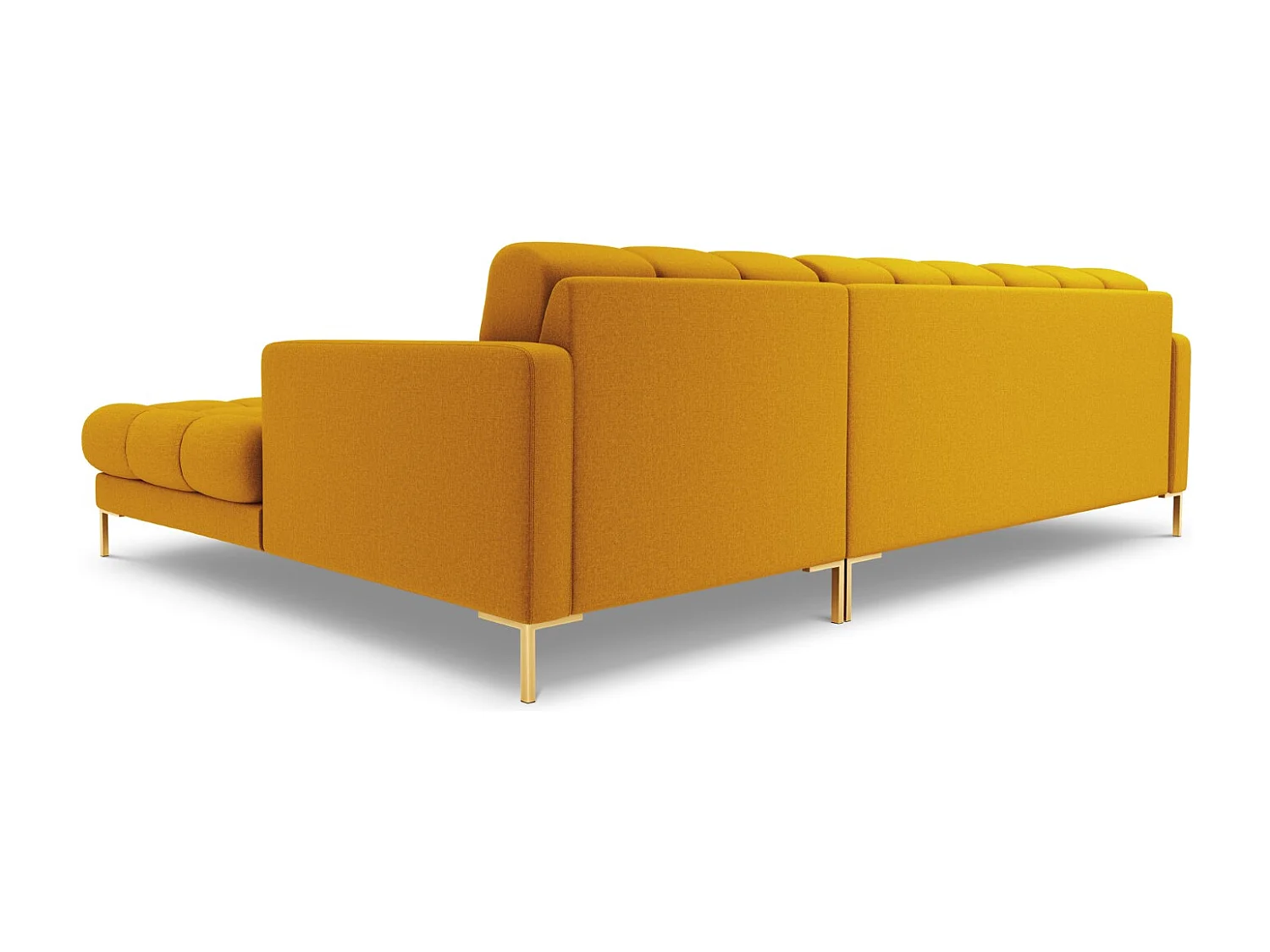 Cosmopolitan Design - Canapé d'angle droit "Bali" 5 places en tissu structurel jaune - 293x185x75cm