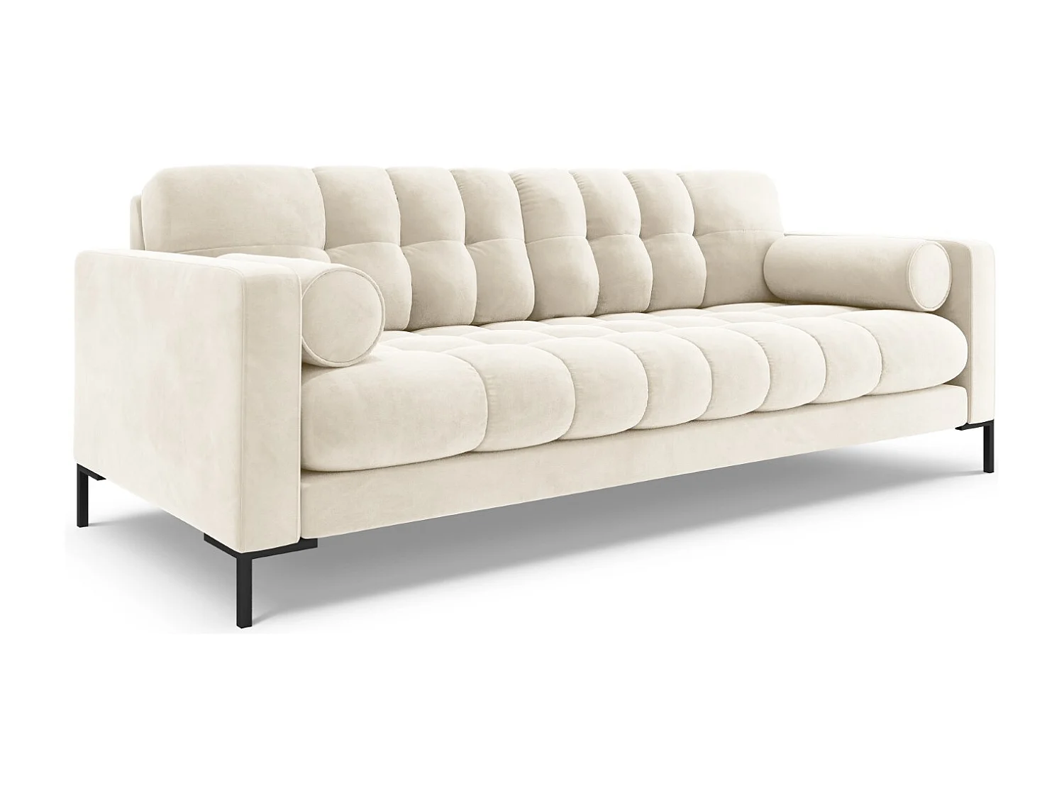 Cosmopolitan Design - Canapé "Bali" 3 places en velours beige clair - 177x92x75cm