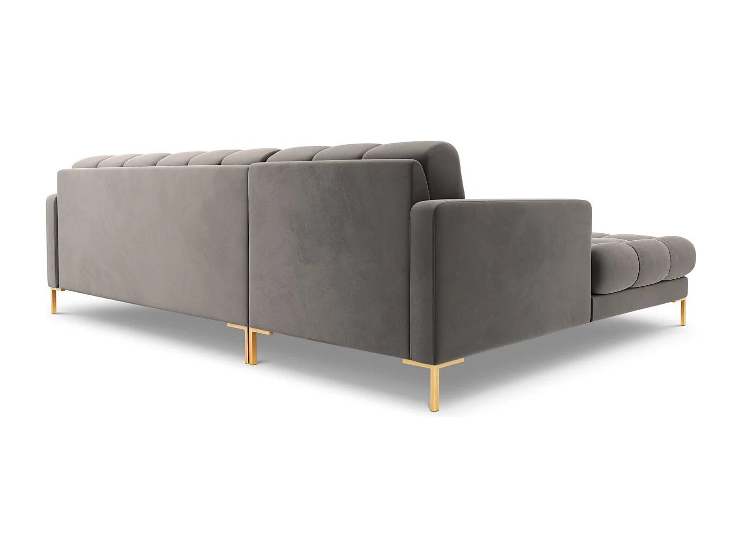 Cosmopolitan Design - 5-Sitzer Ecksofa links "Bali" aus Samt hellgrau - 293x185x75cm
