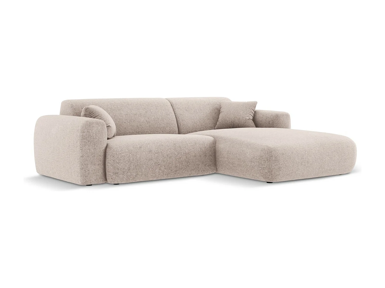 Cosmopolitan Design - 4-Sitzer Ecksofa rechts "Nolio" aus Chenille-Stoff beige - 235x170x72cm