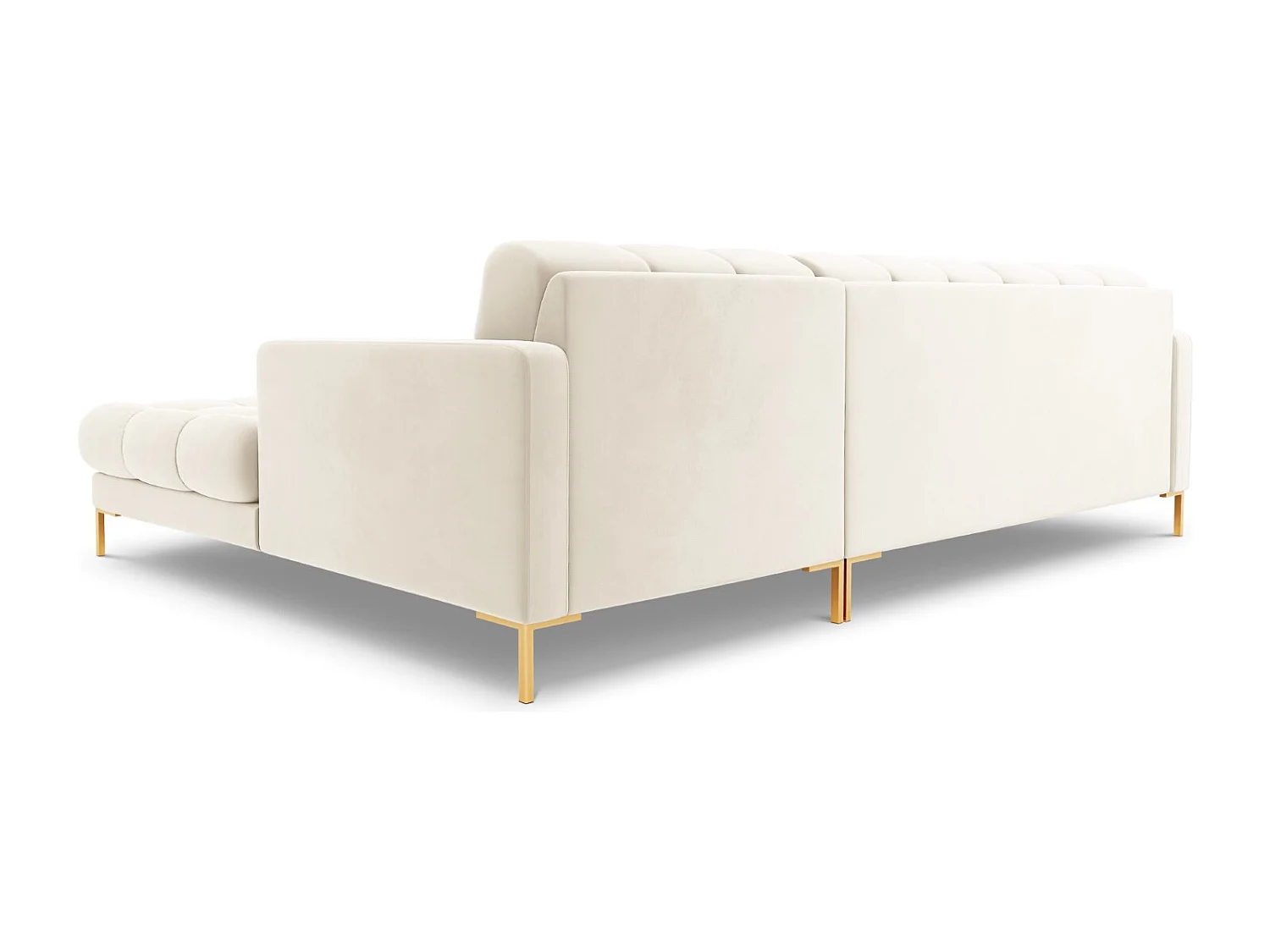 Cosmopolitan Design - Sofá de canto direito "Bali" 5 lugares em veludo bege claro - 293x185x75cm