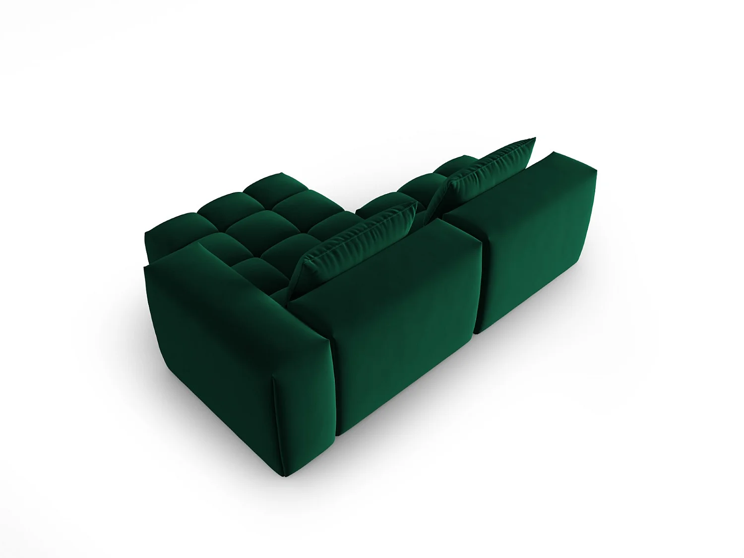 CXL by Christian Lacroix - Canapé d'angle droit modulable "Lorella" 3 places en velours vert bouteille - 205x145x70cm