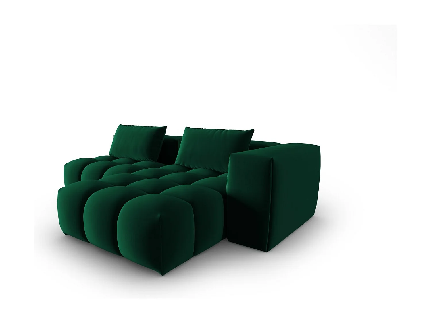 CXL by Christian Lacroix - Canapé d'angle droit modulable "Lorella" 3 places en velours vert bouteille - 205x145x70cm