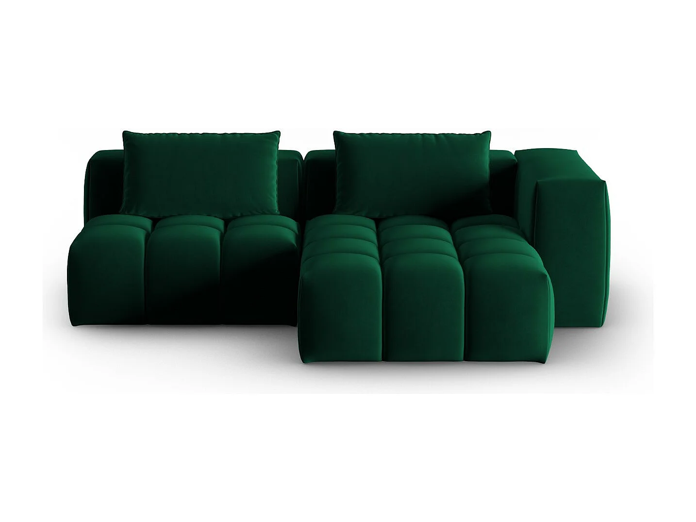 CXL by Christian Lacroix - Sofá modular de canto direito "Lorella" 3 lugares em veludo verde garrafa - 205x145x70cm