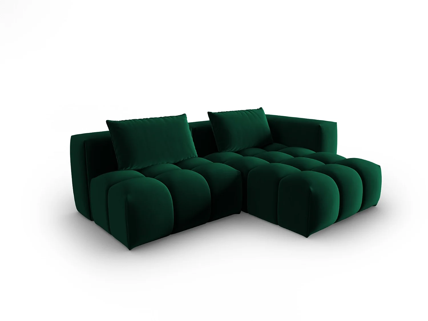 CXL by Christian Lacroix - Sofá modular de canto direito "Lorella" 3 lugares em veludo verde garrafa - 205x145x70cm