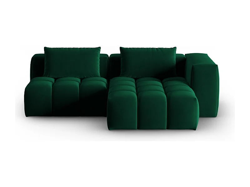 CXL by Christian Lacroix - Canapé d'angle droit modulable "Lorella" 3 places en velours vert bouteille - 205x145x70cm