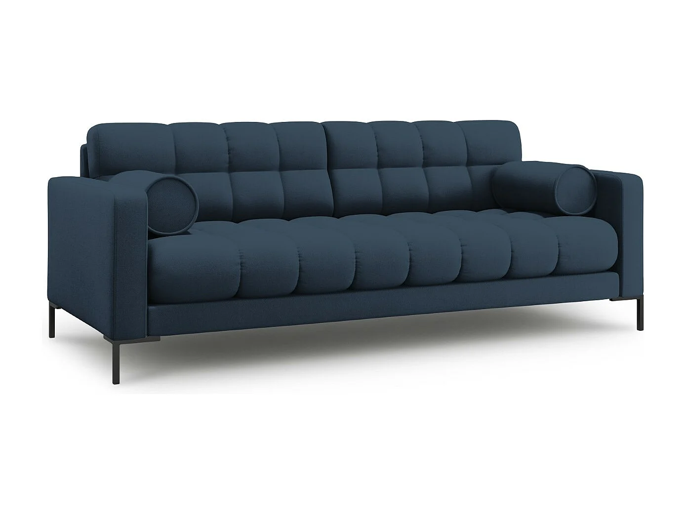 Cosmopolitan Design - 3-Sitzer Sofa "Bali" aus strukturiertem Stoff blau - 177x92x75cm