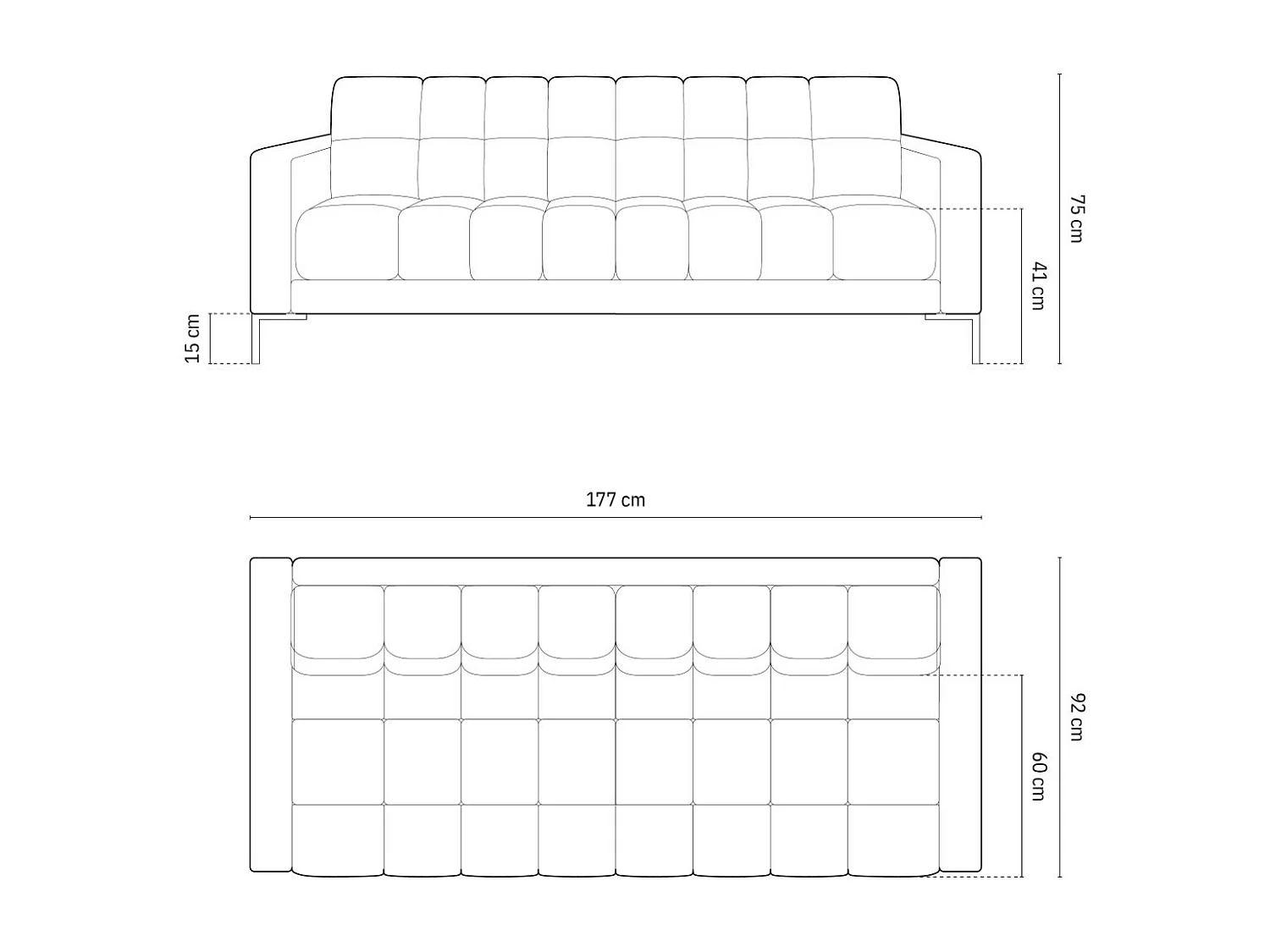 Cosmopolitan Design - Sofá "Bali" 3 lugares em tecido estrutural azul - 177x92x75cm